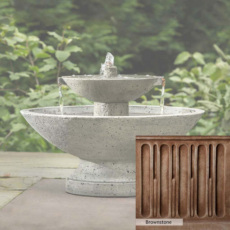 Brownstone Patina for the Campania International Jensen Oval Fountain, brown blended with hints of red and yellow, works well in the garden.