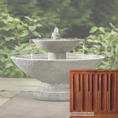 Ferro Rustico Nuovo Patina for the Campania International Jensen Oval Fountain, red and orange blended in this striking color for the garden.