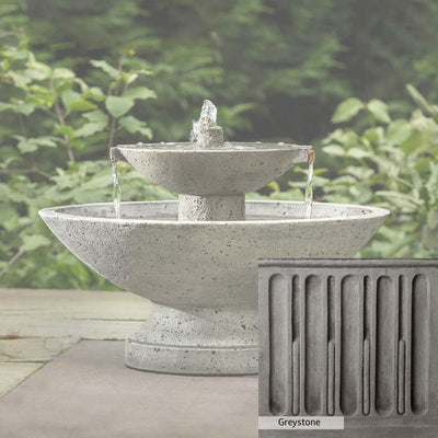 Greystone Patina for the Campania International Jensen Oval Fountain, a classic gray, soft, and muted, blends nicely in the garden.