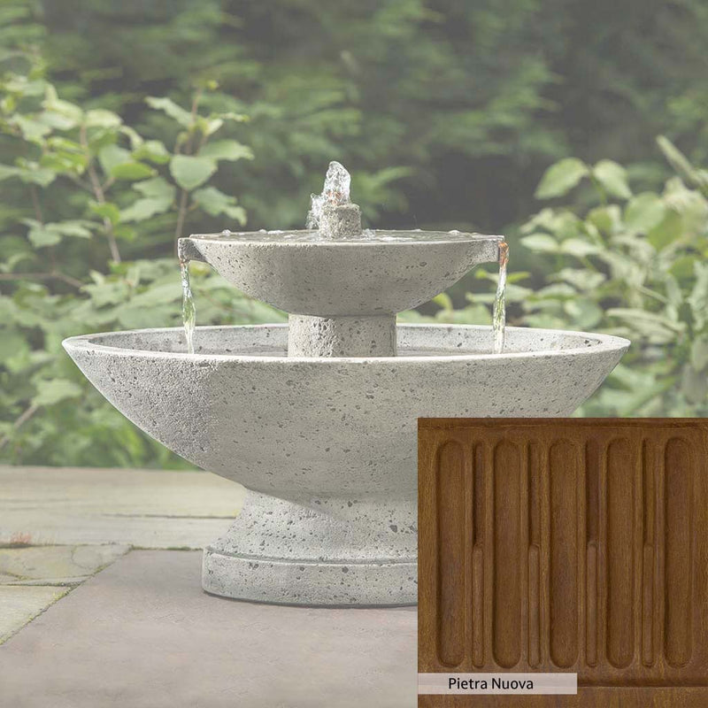 Pietra Nuova Patina for the Campania International Jensen Oval Fountain, a rich brown blended with black and orange.