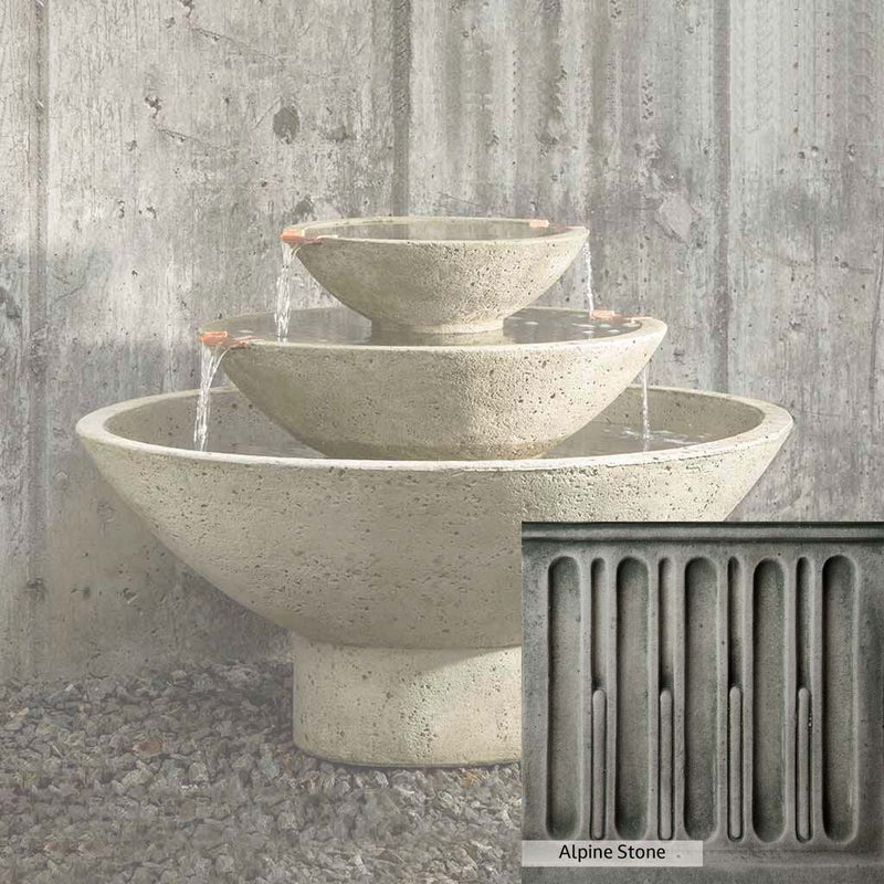 Alpine Stone Patina for the Campania International Carrera Oval Fountain, a medium gray with a bit of green to define the details.