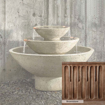 Brownstone Patina for the Campania International Carrera Oval Fountain, brown blended with hints of red and yellow, works well in the garden.