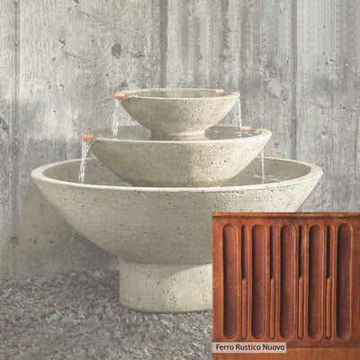 Ferro Rustico Nuovo Patina for the Campania International Carrera Oval Fountain, red and orange blended in this striking color for the garden.