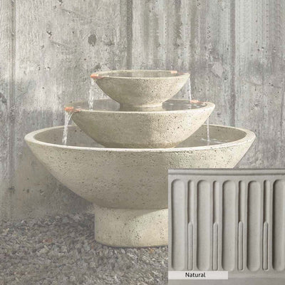 Natural Patina for the Campania International Carrera Oval Fountain is unstained cast stone the brightest and whitest that ages over time.