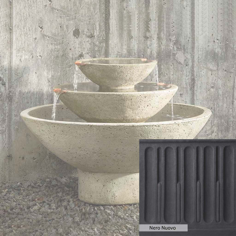 Nero Nuovo Patina for the Campania International Carrera Oval Fountain, bold dramatic black patina for the garden.