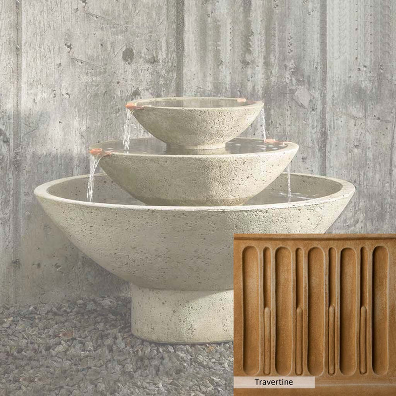 Travertine Patina for the Campania International Carrera Oval Fountain, soft yellows, oranges, and brown for an old-word garden.
