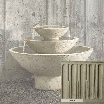 Verde Patina for the Campania International Carrera Oval Fountain, green and gray come together in a soft tone blended into a soft green.