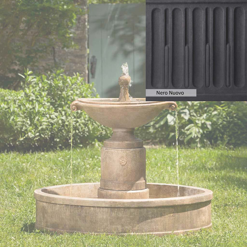 Nero Nuovo Patina for the Campania International Borghese Fountain in Basin, bold dramatic black patina for the garden.