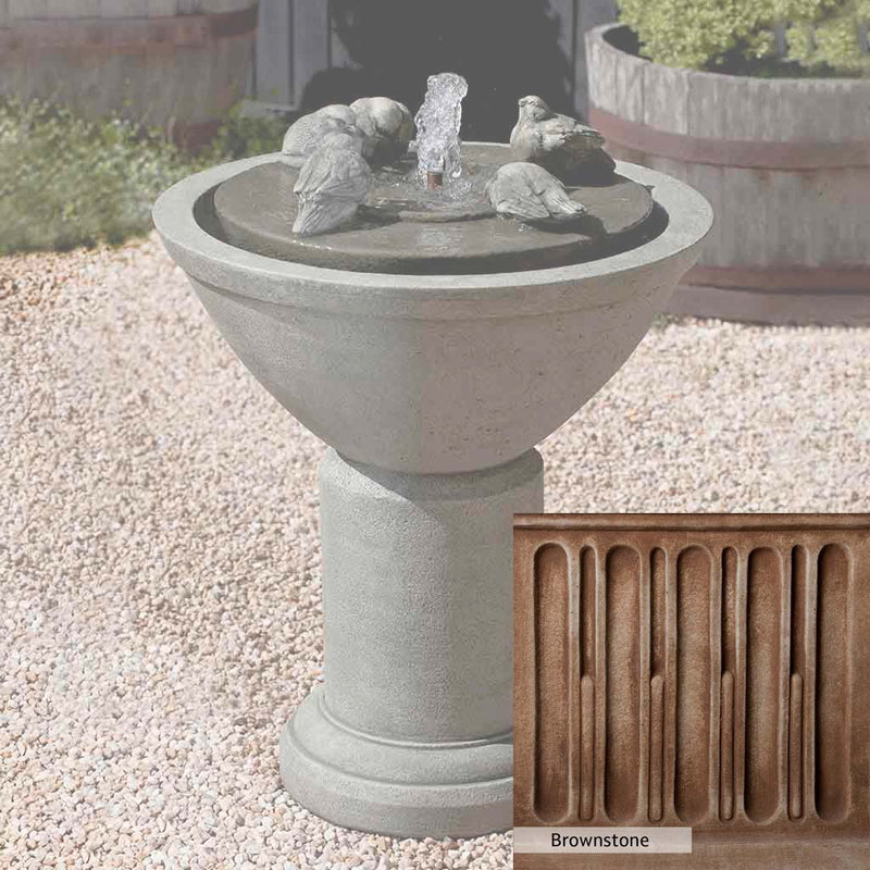 Brownstone Patina for the Campania International Passaros II Fountain, brown blended with hints of red and yellow, works well in the garden.