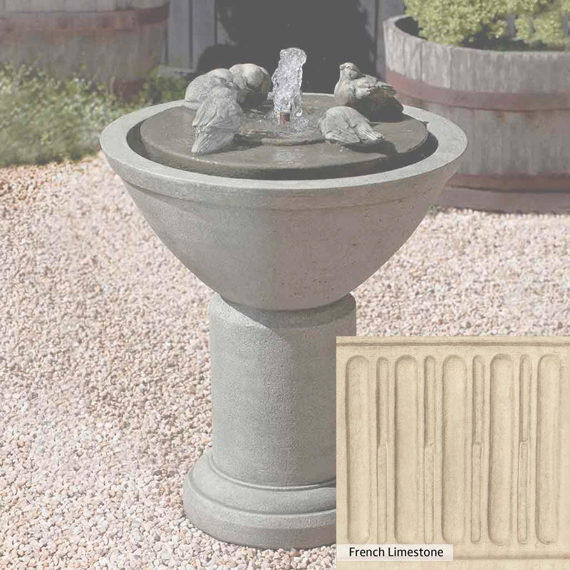 French Limestone Patina for the Campania International Passaros II Fountain, old-world creamy white with ivory undertones.
