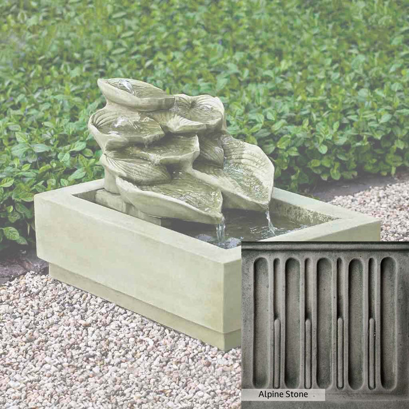Alpine Stone Patina for the Campania International Cascading Hosta Fountain, a medium gray with a bit of green to define the details.