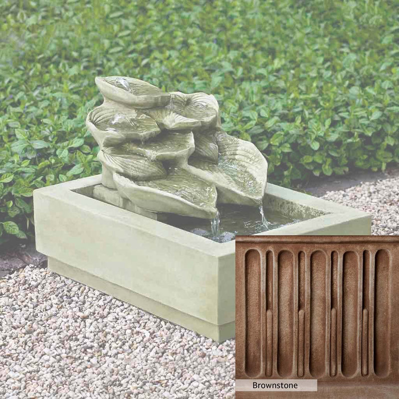 Brownstone Patina for the Campania International Cascading Hosta Fountain, brown blended with hints of red and yellow, works well in the garden.