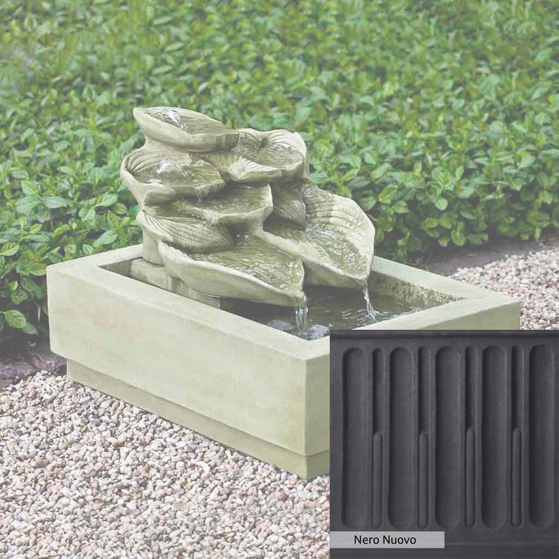 Nero Nuovo Patina for the Campania International Cascading Hosta Fountain, bold dramatic black patina for the garden.
