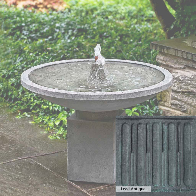 Lead Antique Patina for the Campania International Autumn Leaves Fountain, deep blues and greens blended with grays for an old-world garden.