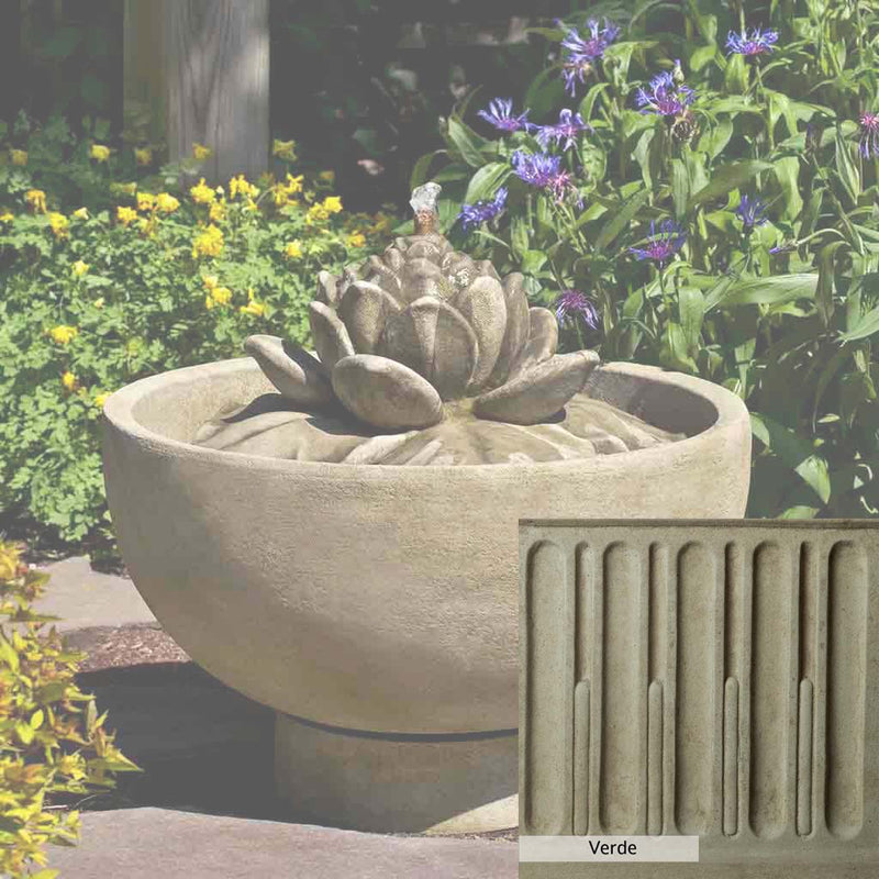 Verde Patina for the Campania International Smithsonian Lotus Fountain, green and gray come together in a soft tone blended into a soft green.