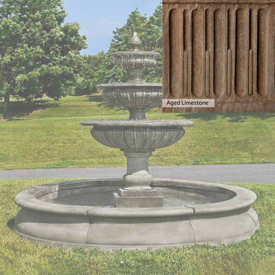 Aged Limestone Patina for the Campania International Estate Longvue Fountain, brown, orange, and green for an old stone look.