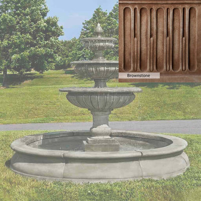 Brownstone Patina for the Campania International Estate Longvue Fountain, brown blended with hints of red and yellow, works well in the garden.