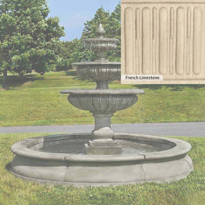 French Limestone Patina for the Campania International Estate Longvue Fountain, old-world creamy white with ivory undertones.