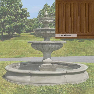 Pietra Nuova Patina for the Campania International Estate Longvue Fountain, a rich brown blended with black and orange.