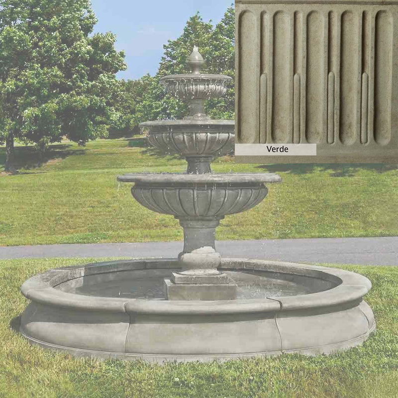 Verde Patina for the Campania International Estate Longvue Fountain, green and gray come together in a soft tone blended into a soft green.