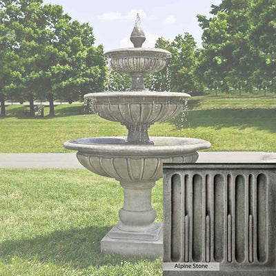 Alpine Stone Patina for the Campania International Three Tier Longvue Fountain, a medium gray with a bit of green to define the details.