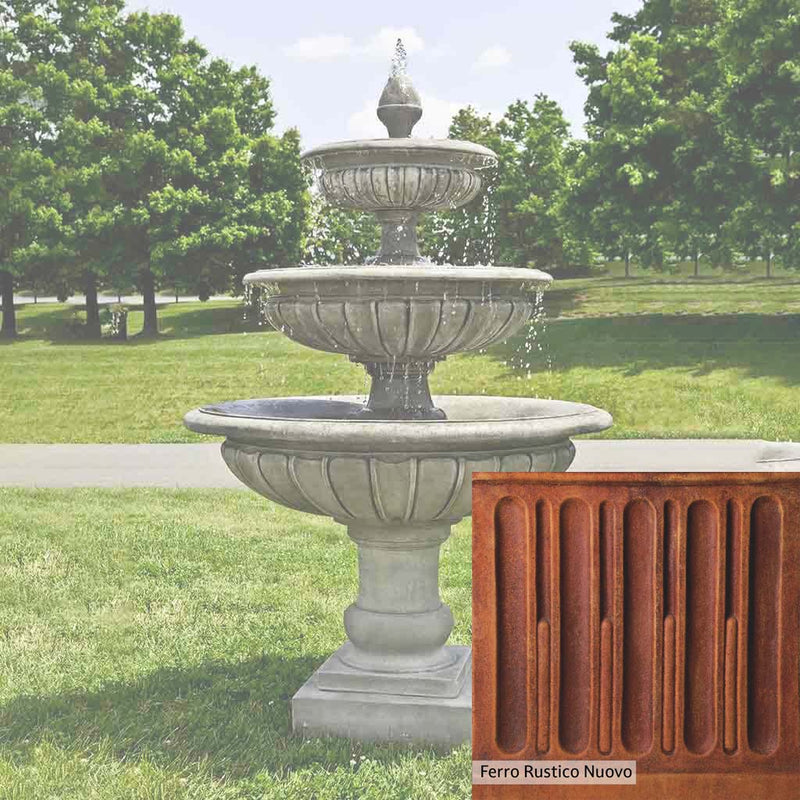 French Limestone Patina for the Campania International Three Tier Longvue Fountain, old-world creamy white with ivory undertones.