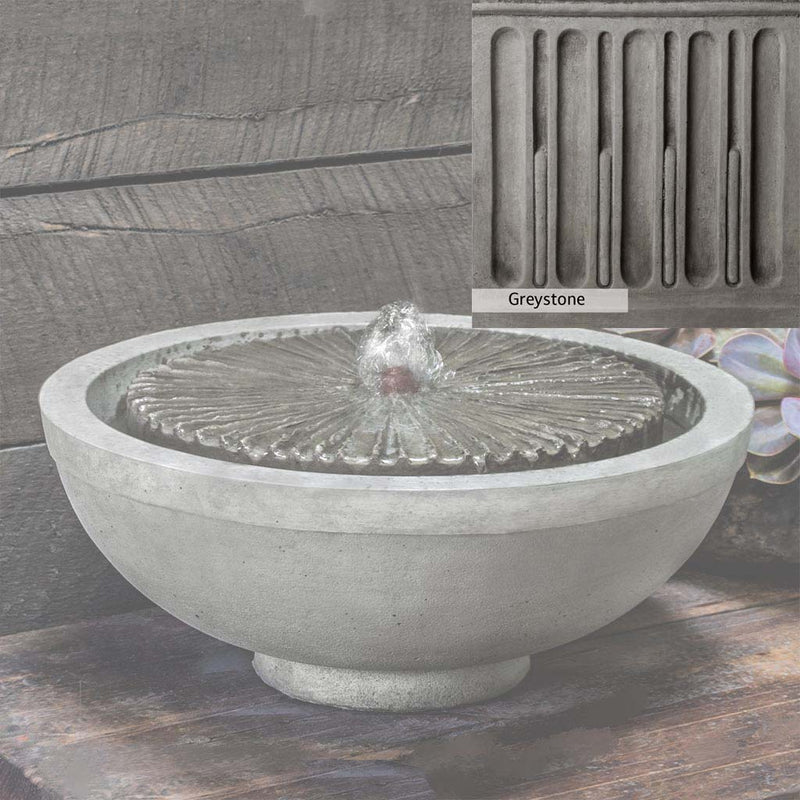 Greystone Patina for the Campania International Equinox Garden Terrace Fountain, a classic gray, soft, and muted, blends nicely in the garden.