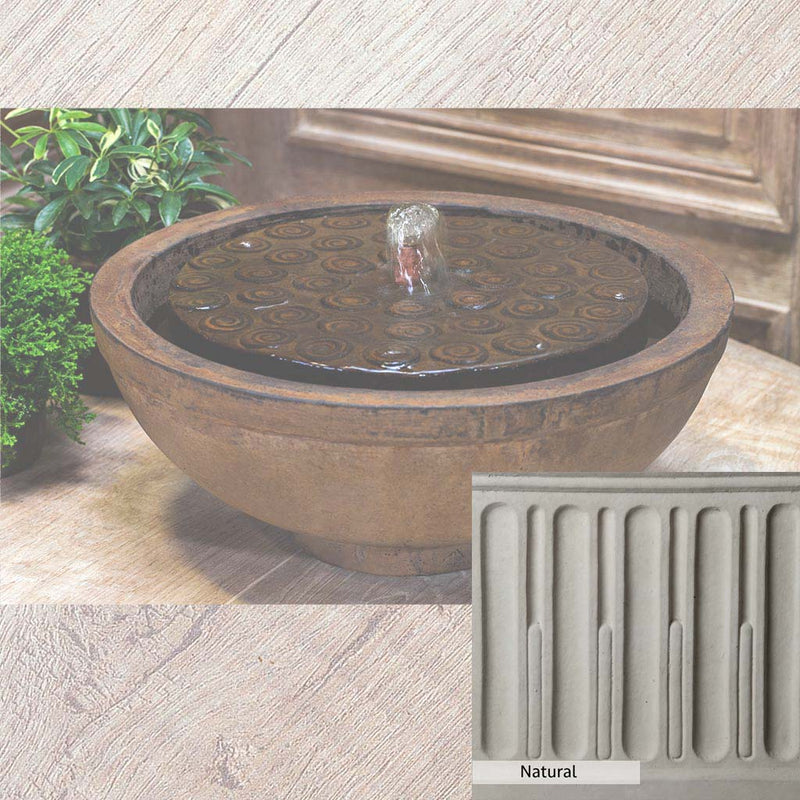 Natural Patina for the Campania International Cirrus Garden Terrace Fountain is unstained cast stone the brightest and whitest that ages over time.