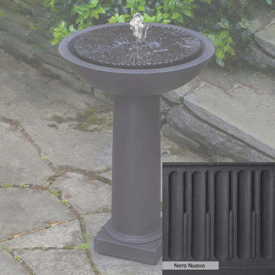 Nero Nuovo Patina for the Campania International Equinox Birdbath Fountain, bold dramatic black patina for the garden.