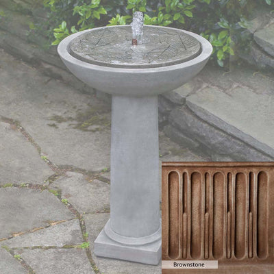 Brownstone Patina for the Campania International Hydrangea Leaves Birdbath Fountain, brown blended with hints of red and yellow, works well in the garden.