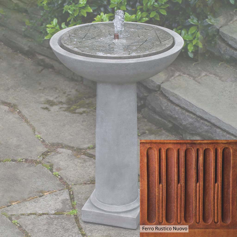 French Limestone Patina for the Campania International Hydrangea Leaves Birdbath Fountain, old-world creamy white with ivory undertones.