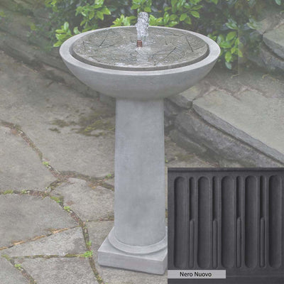 Nero Nuovo Patina for the Campania International Hydrangea Leaves Birdbath Fountain, bold dramatic black patina for the garden.