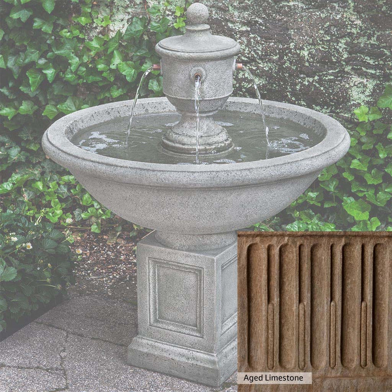 Aged Limestone Patina for the Campania International Rochefort Fountain, brown, orange, and green for an old stone look.