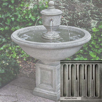 Alpine Stone Patina for the Campania International Rochefort Fountain, a medium gray with a bit of green to define the details.