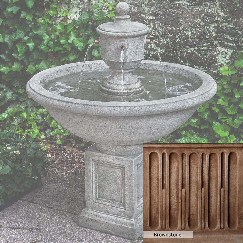 Brownstone Patina for the Campania International Rochefort Fountain, brown blended with hints of red and yellow, works well in the garden.