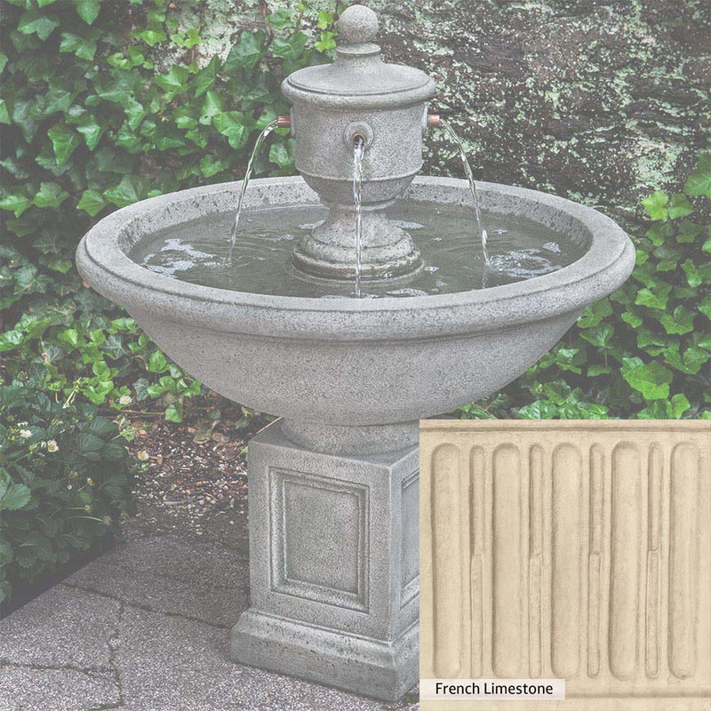 French Limestone Patina for the Campania International Rochefort Fountain, old-world creamy white with ivory undertones.