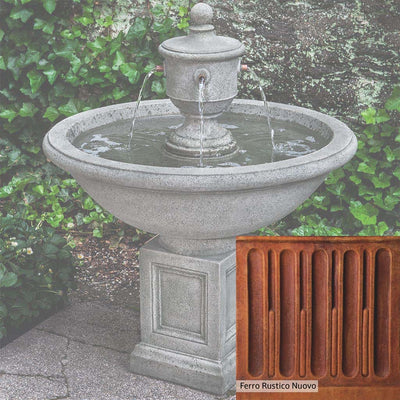 Ferro Rustico Nuovo Patina for the Campania International Rochefort Fountain, red and orange blended in this striking color for the garden.