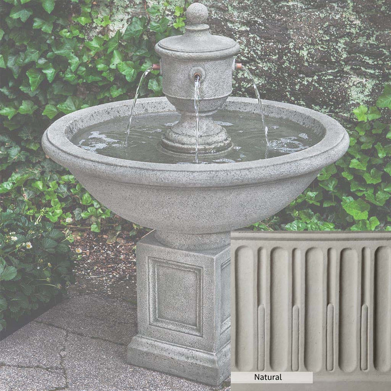 Natural Patina for the Campania International Rochefort Fountain is unstained cast stone the brightest and whitest that ages over time.