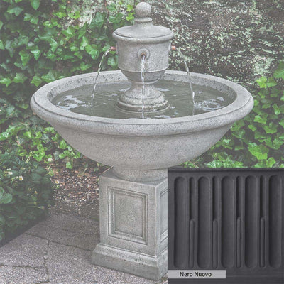 Nero Nuovo Patina for the Campania International Rochefort Fountain, bold dramatic black patina for the garden.