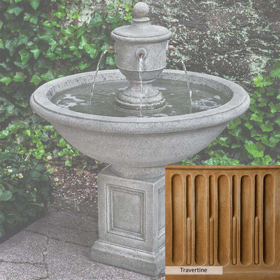 Travertine Patina for the Campania International Rochefort Fountain, soft yellows, oranges, and brown for an old-word garden.