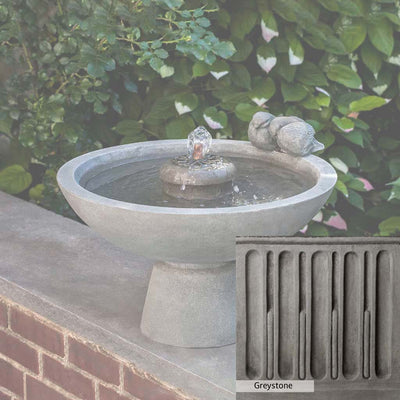 Greystone Patina for the Campania International Paradiso Fountain, a classic gray, soft, and muted, blends nicely in the garden.