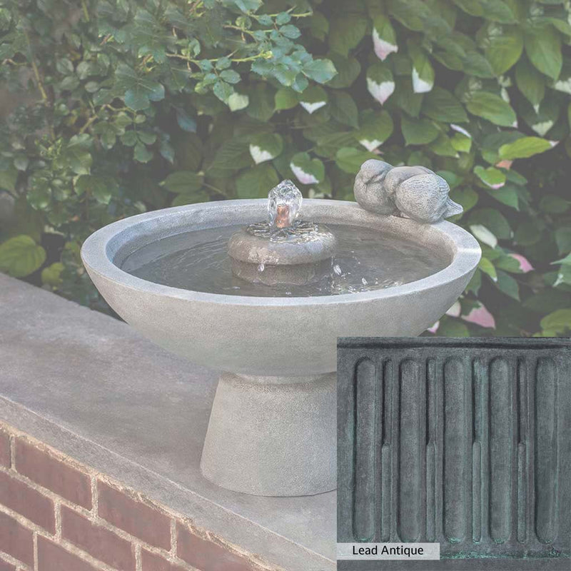 Lead Antique Patina for the Campania International Paradiso Fountain, deep blues and greens blended with grays for an old-world garden.