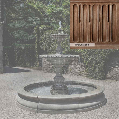 Brownstone Patina for the Campania International Charleston Garden Fountain in Basin, brown blended with hints of red and yellow, works well in the garden.