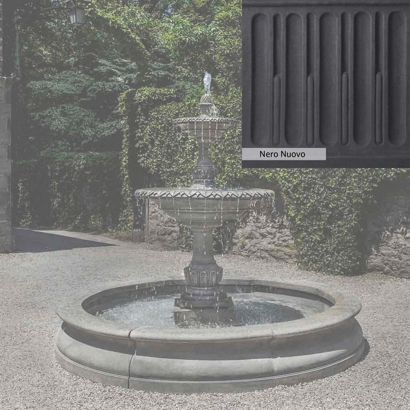 Nero Nuovo Patina for the Campania International Charleston Garden Fountain in Basin, bold dramatic black patina for the garden.