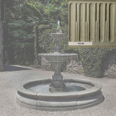 Verde Patina for the Campania International Charleston Garden Fountain in Basin, green and gray come together in a soft tone blended into a soft green.