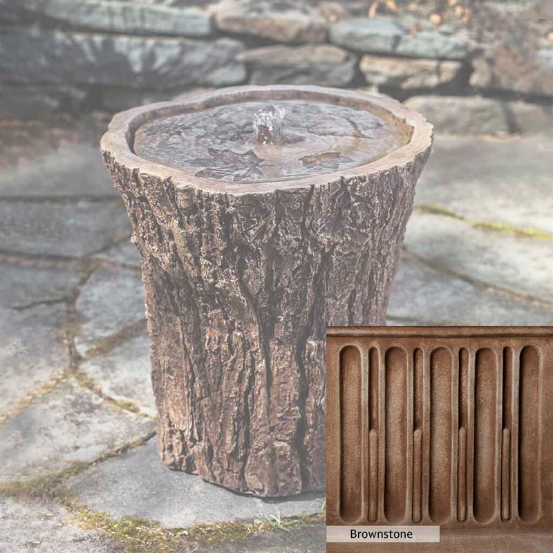 Brownstone Patina for the Campania International Adirondack Fountain, brown blended with hints of red and yellow, works well in the garden.