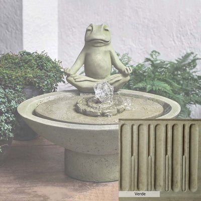 Verde Patina for the Campania International Garden Terrace Meditation Fountain, green and gray come together in a soft tone blended into a soft green.