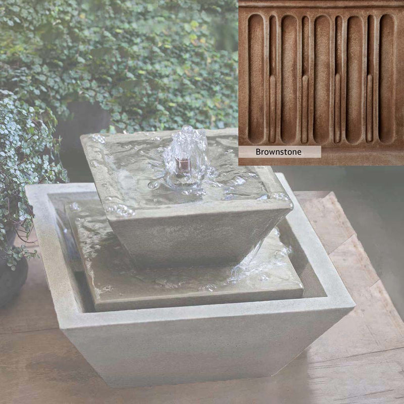 Brownstone Patina for the Campania International M-Series Kenzo Fountain, brown blended with hints of red and yellow, works well in the garden.