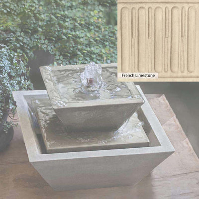 French Limestone Patina for the Campania International M-Series Kenzo Fountain, old-world creamy white with ivory undertones.