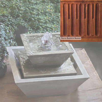Ferro Rustico Nuovo Patina for the Campania International M-Series Kenzo Fountain, red and orange blended in this striking color for the garden.